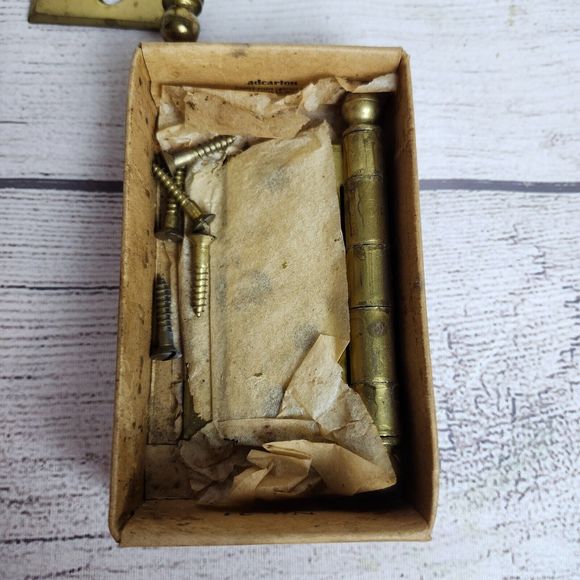Vtg Hager Hinge Co St Louis No 1150-DB Hinges and Screws Dull Brass 3 in -NOS - Picture 9 of 9